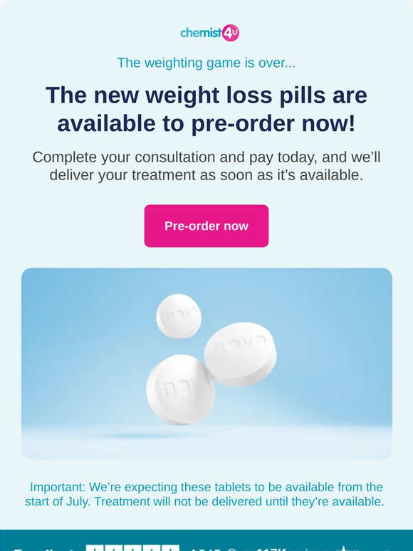 Pre-order oral weight loss pills now!