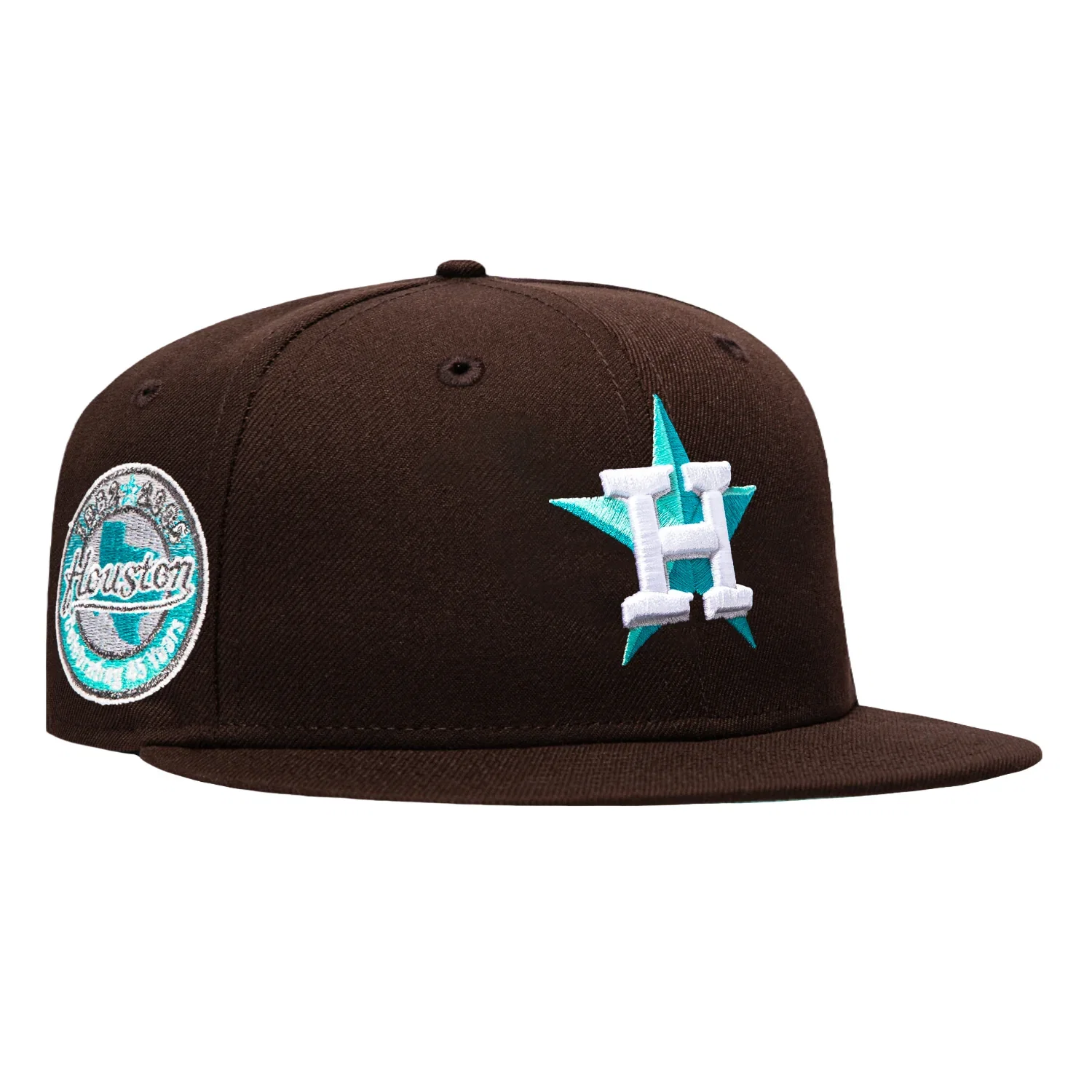 Image of New Era 59Fifty Houston Astros 45th Anniversary Patch Sea Glass UV Hat - Brown