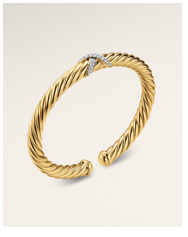 Cablespira® Flex X Bracelet18K Yellow Gold with Diamonds, 6mm