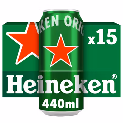Heineken Lager Beer Cans, 15 x 440ml - ABV 5% - Save at Checkou...