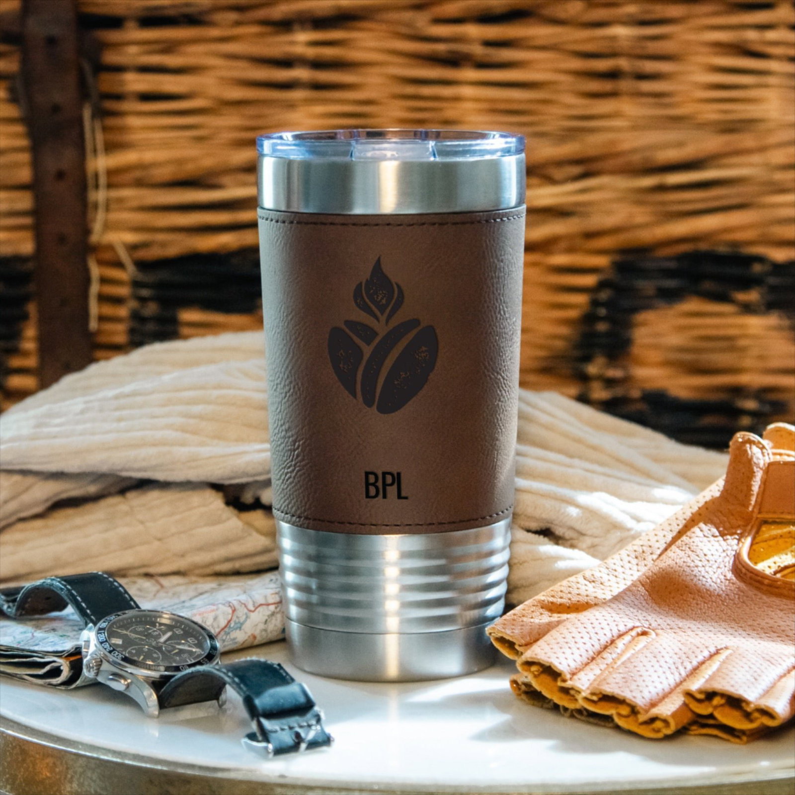 Catholic Coffee Leather Tumbler