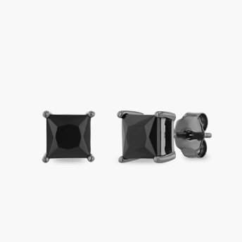 Men's Black Onyx Earrings in Black Rhodium-Plated Sterling Silver