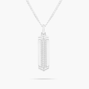Men's Diamond Stick Pendant Necklace in Sterling Silver