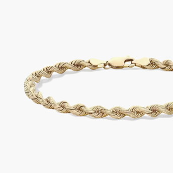Solid Silk Rope Bracelet in 14K Yellow Gold