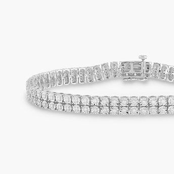 Diamond Two-Row Tennis Bracelet in Sterling Silver