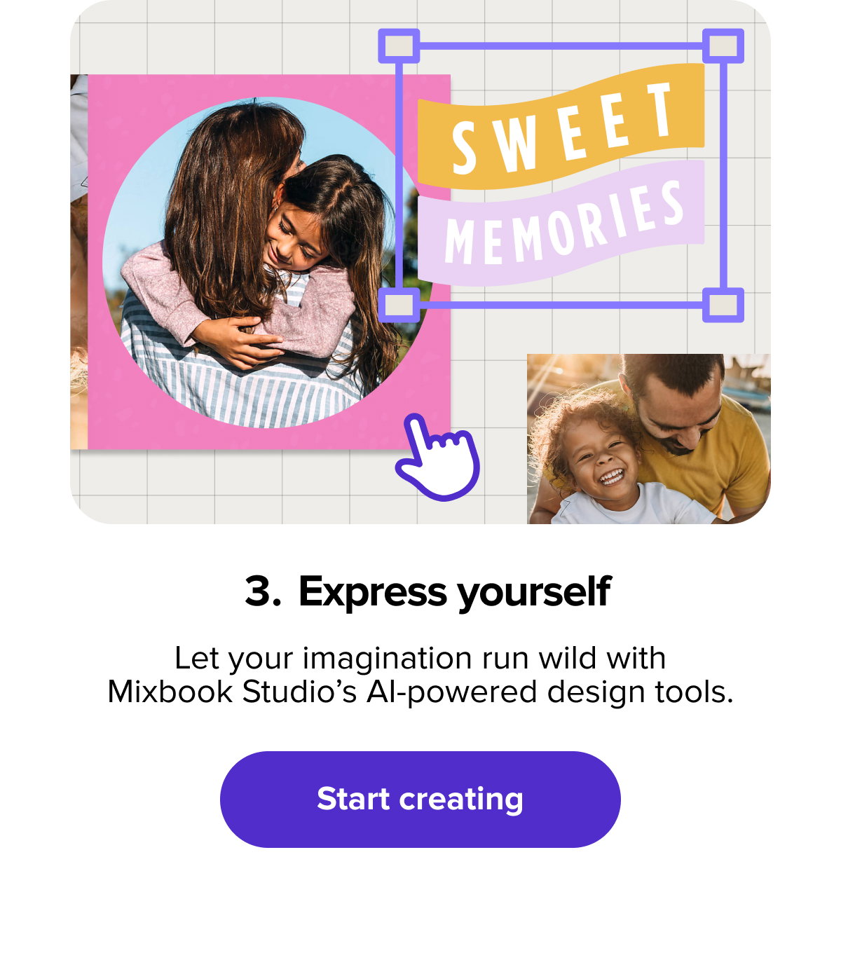 Express yourself - Let your imagination run wild with Mixbook Studio's AI-powered design tools. Start creating