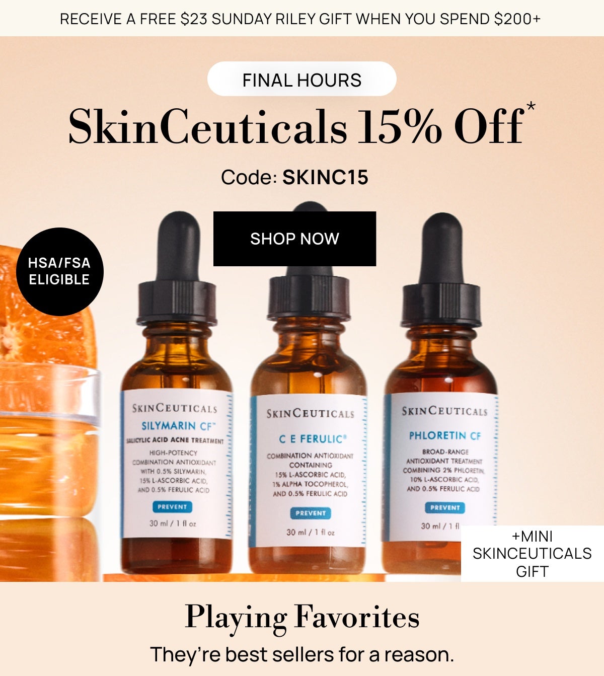 Last Chance SkinCeuticals 15% off with code SKINC15