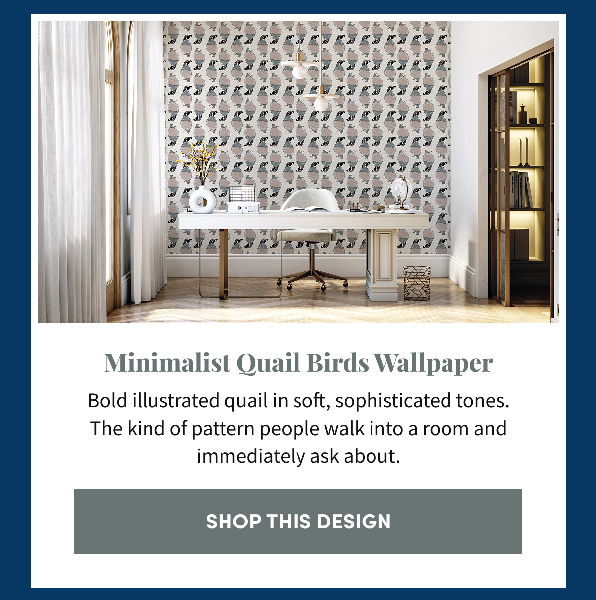 Minimalist Quail Birds Wallpaper. Shop This Design.