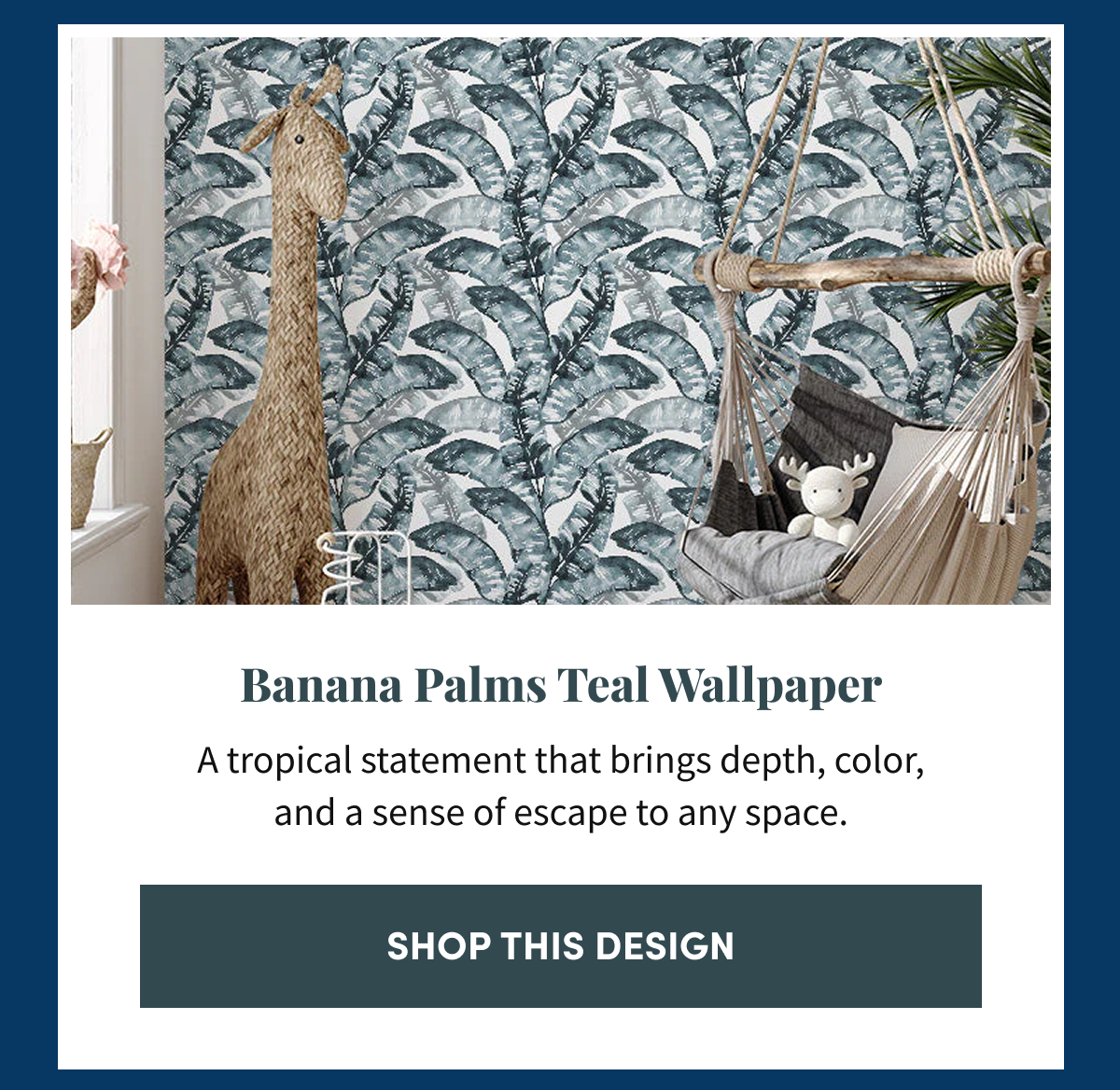 Banana Palms Teal Wallpaper. Shop This Design.