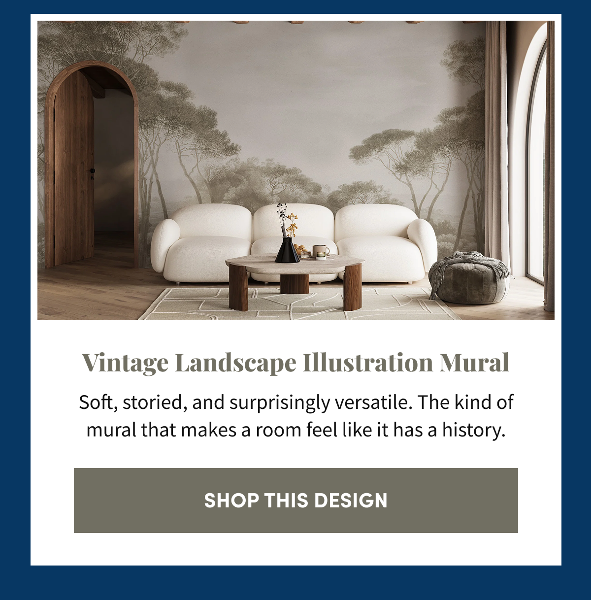Vintage Landscape Illustration Mural. Shop This Design.