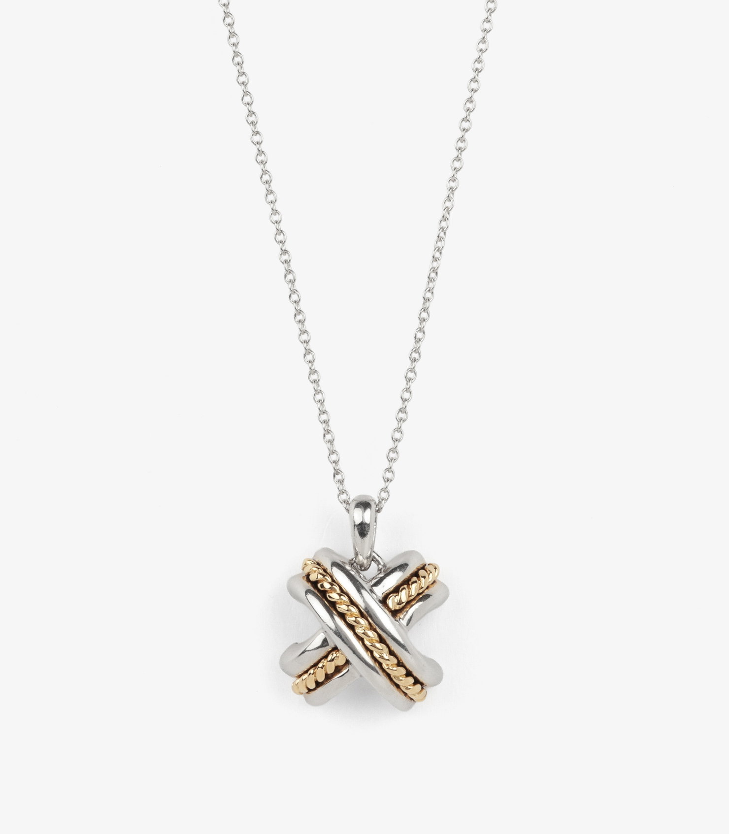 Signature X Vintage Sterling Silver and 18ct Yellow Gold Necklace