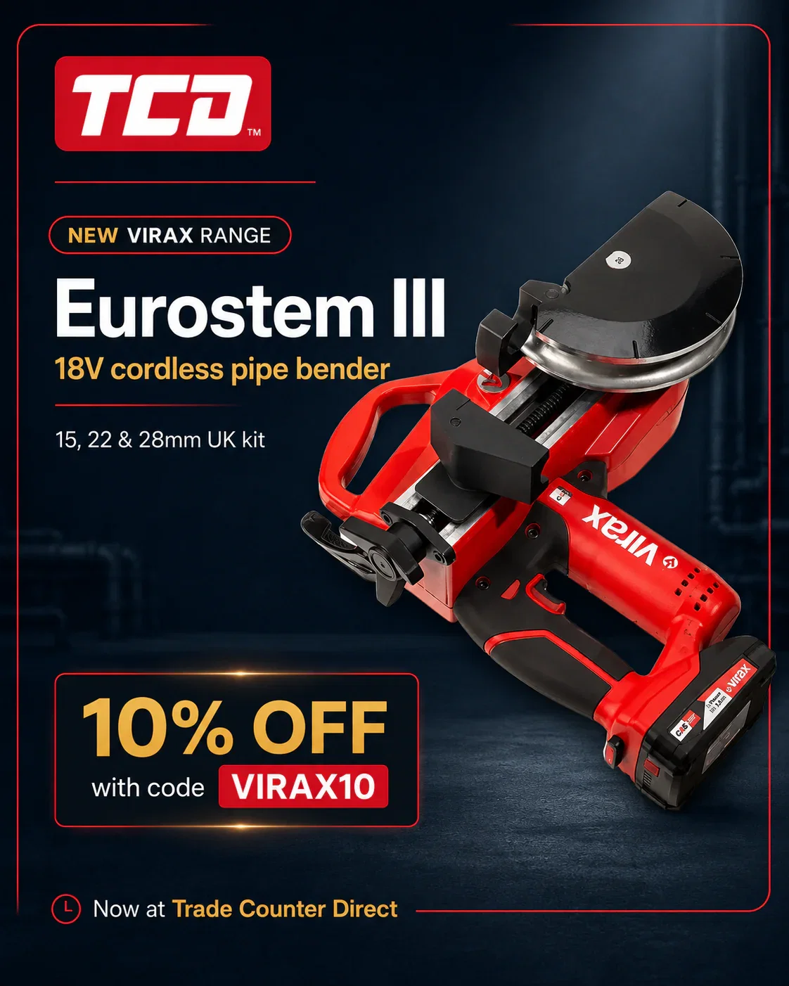 Virax Eurostem III 18V Cordless Pipe Bender