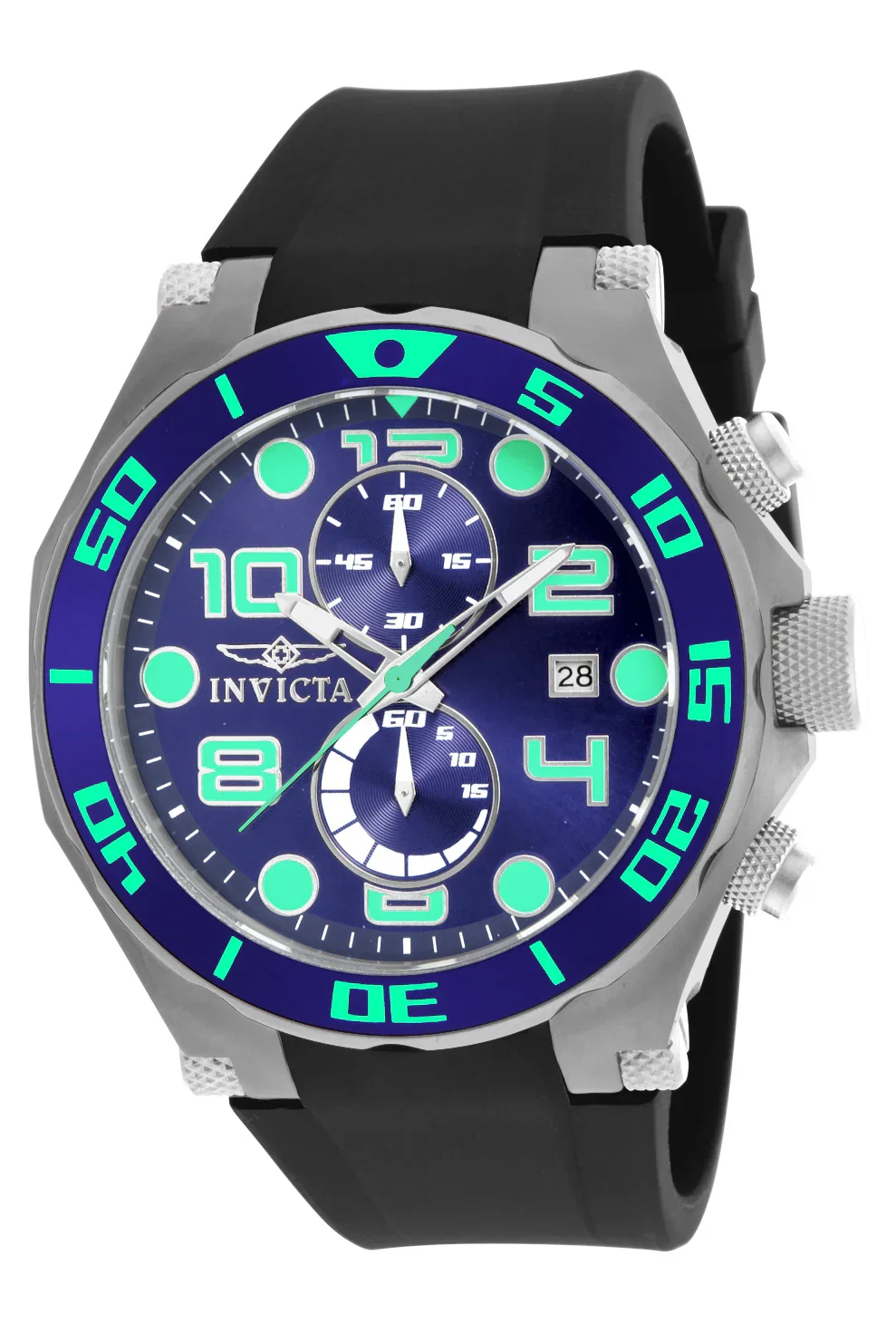 Image of Invicta Men's 50mm Pro Diver Quartz Chronograph Blue Lume Dial Strap Watch