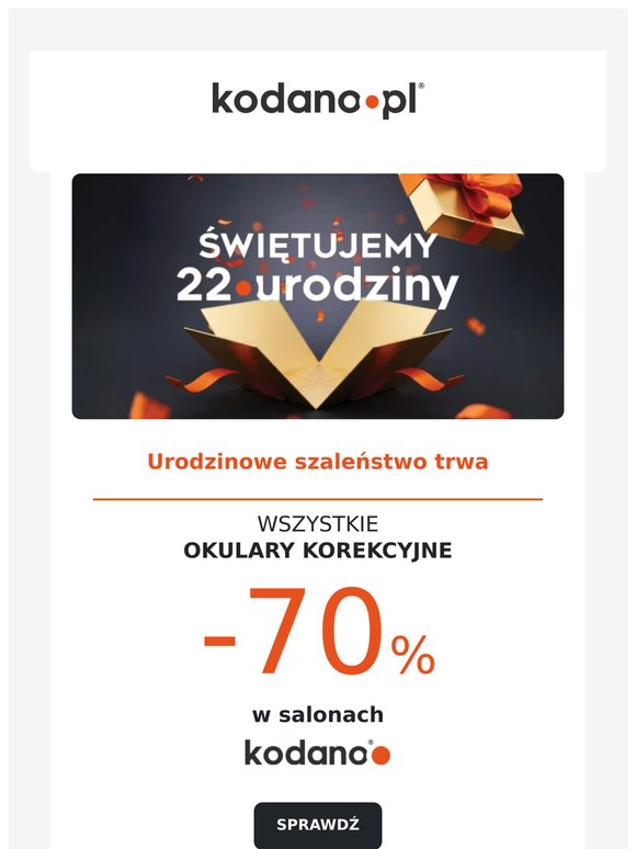 Urodzinowe szaleństwo 🥳 Wszystkie okulary korekcyjne -70%