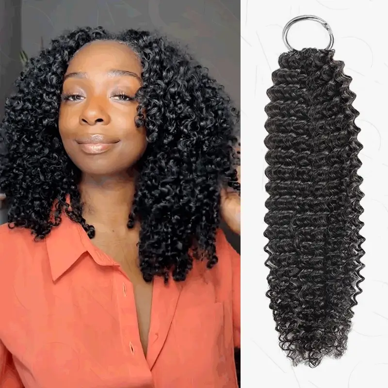 Image of QVR Soft Feather Crochet Hair 3 Packs Small Kinky Curly Machine Made Human Hair Extension