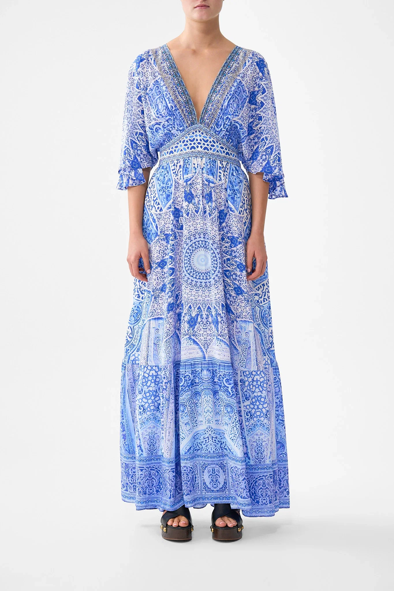 Image of WAISTED DRESS WITH HEM RUFFLE THE BOSPHOROUS
