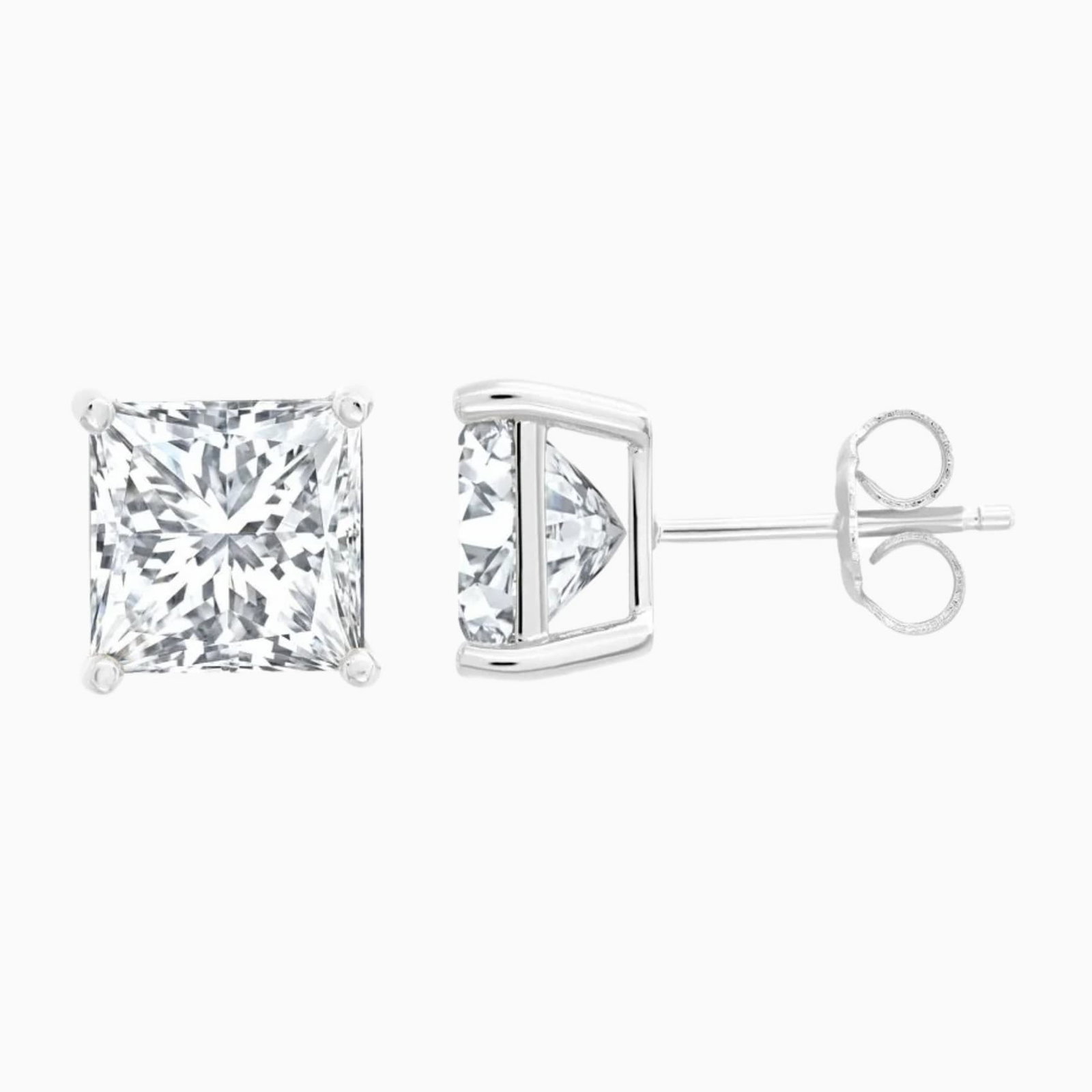 6ct Square Stud Finished in Platinum