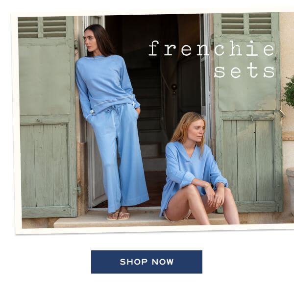Frenchie Sets - Shop now - Image of two women wearing light blue French terry sets