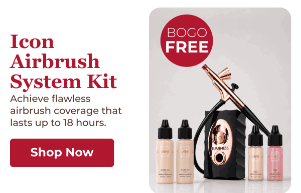 ICON AIRBRUSH SYSTEM KIT: Achieve flawless airbrush coverage that lasts up to 18 hours.