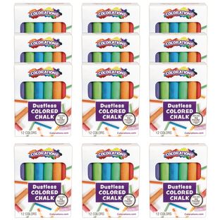 Image of Colorations® DustLite™ Chalk - 12 Colors Per Pack, 12 Packs Included