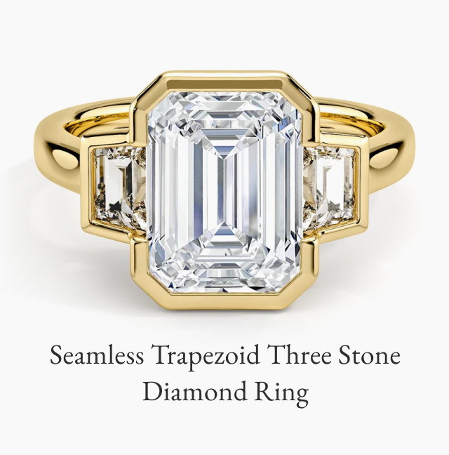 Seamless Trapezoid Three Stone Diamond Ring