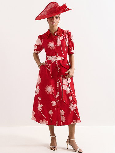 Delphine Red Floral Dress