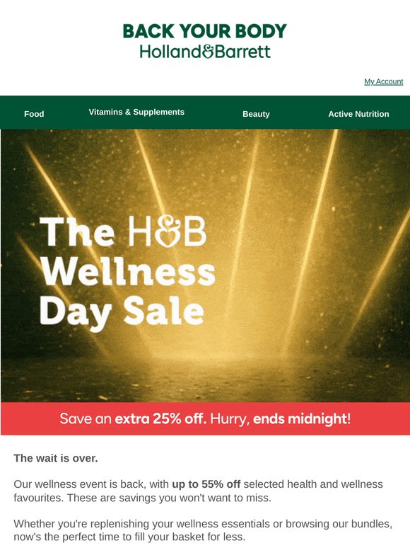 Up to 55% OFF 🚨 The H&B Wellness Day Sale