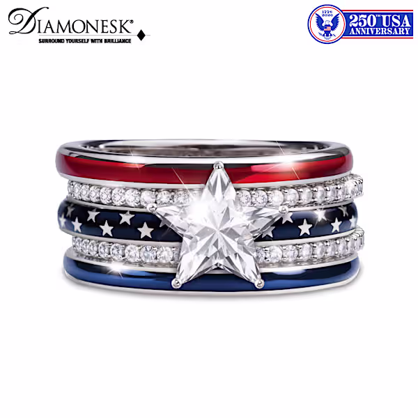USA 250th Anniversary Flag-Inspired 5-Band Stacking Ring