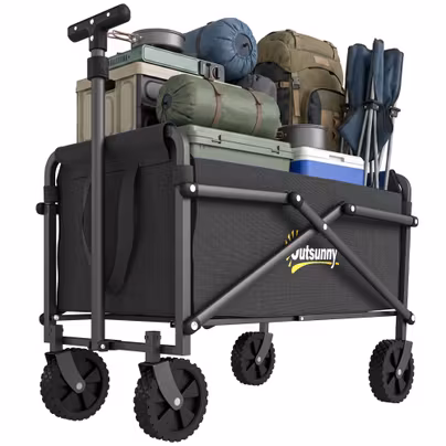 Outsunny 62L Festival Trolley on Wheels, Portable Small Foldin...
