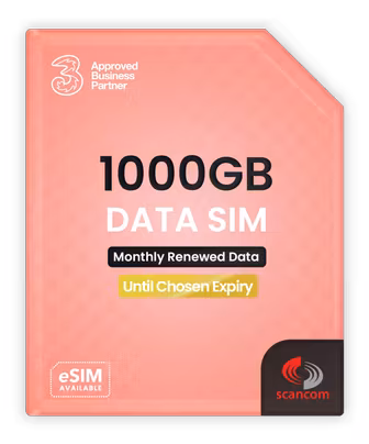 Three 1000GB Preloaded 5G Data SIM per month - Loaded...