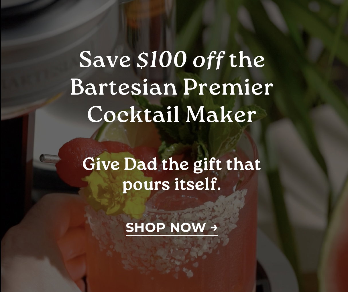 Save $100 off the Bartesian Premier Cocktail Maker