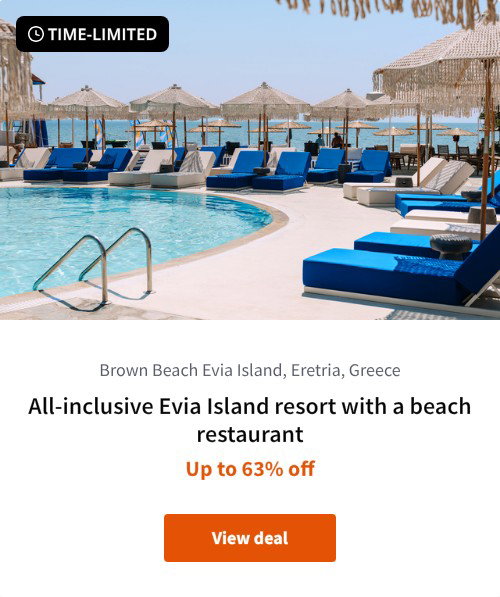 All-inclusive Evia Island resort with a beach restaurant