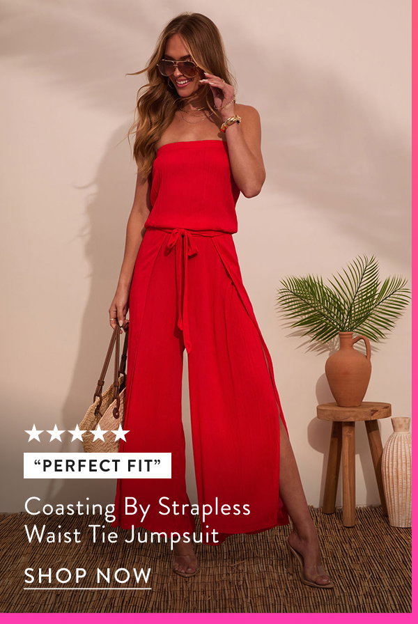 Coasting By Strapless Waist Tie Jumpsuit
