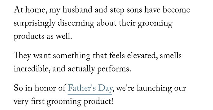 So in honor of Father's Day, we're launching our very first grooming product! 