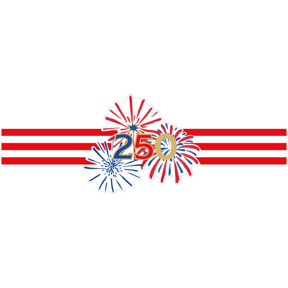 Image of Celebrate 250 Die Cut Foil Stamped Paper Napkin Rings - 8 count