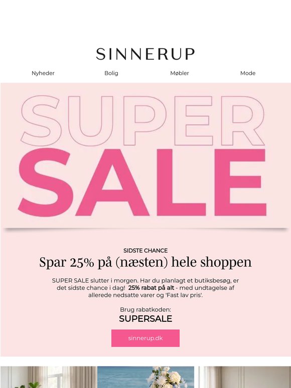 SUPER SALE slutter snart -> Møbler, bolig og mode