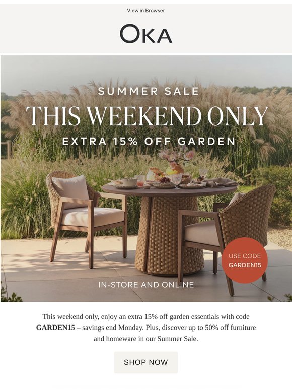 Extra 15% Off Garden Until Monday