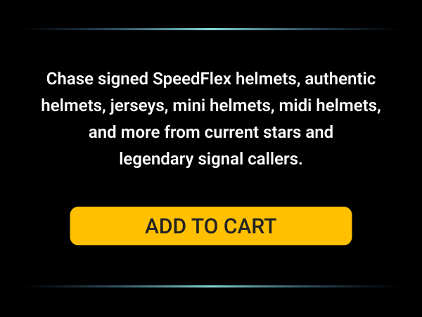 Chase signed SpeedFlex helmets, authentic helmets, jerseys, mini helmets, midi helmets, and more from current stars and legendary signal callers.