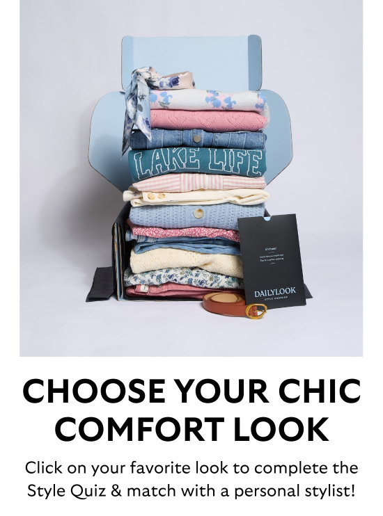 Choose your chic comfort look. Click on your favorite look to complete the Style Quiz and match with a personal stylist