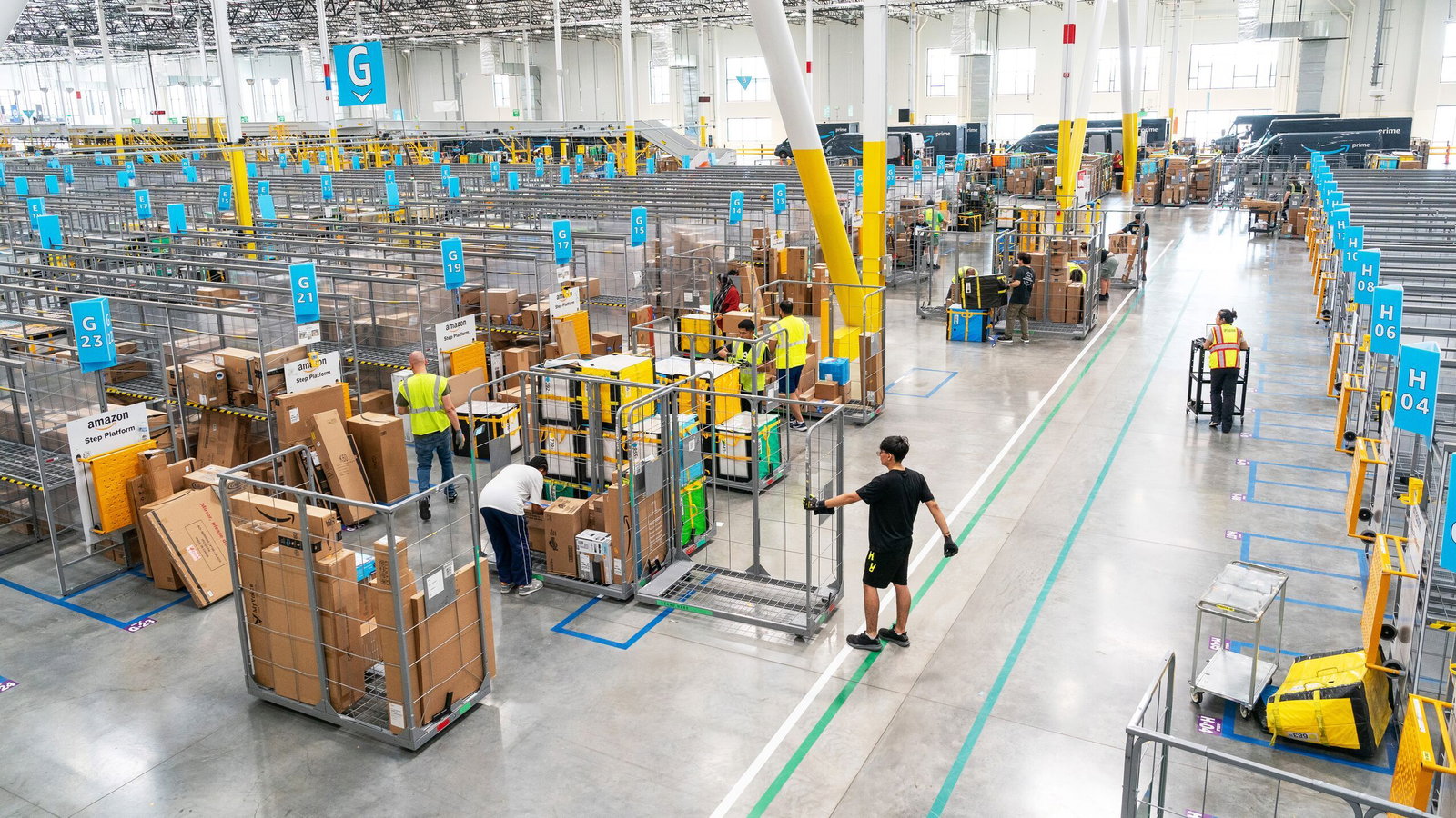 Amazon delivery center during Prime Day.