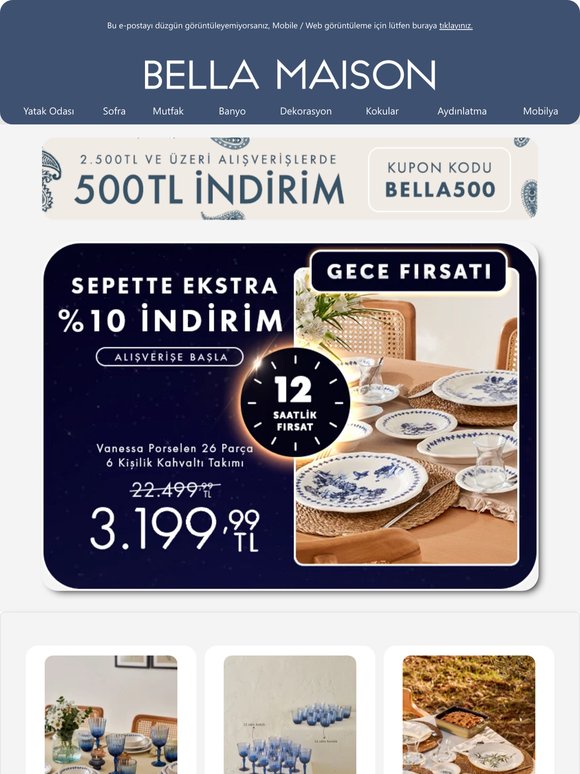 💫Gece Fırsatı💫 Sepette Ek %10 İndirim Başladı!