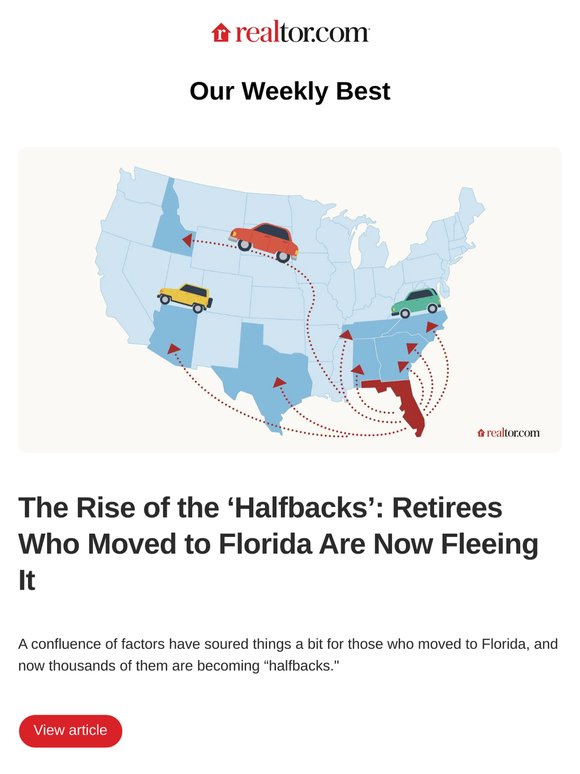 The Rise of the ‘Halfbacks’: Retirees Who Moved to Florida Are Now Fleeing It and more top stories of the week