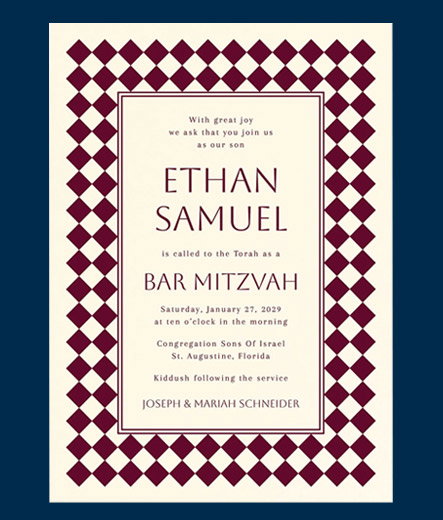 Sophisticated Checker Bar Mitzvah Invitation