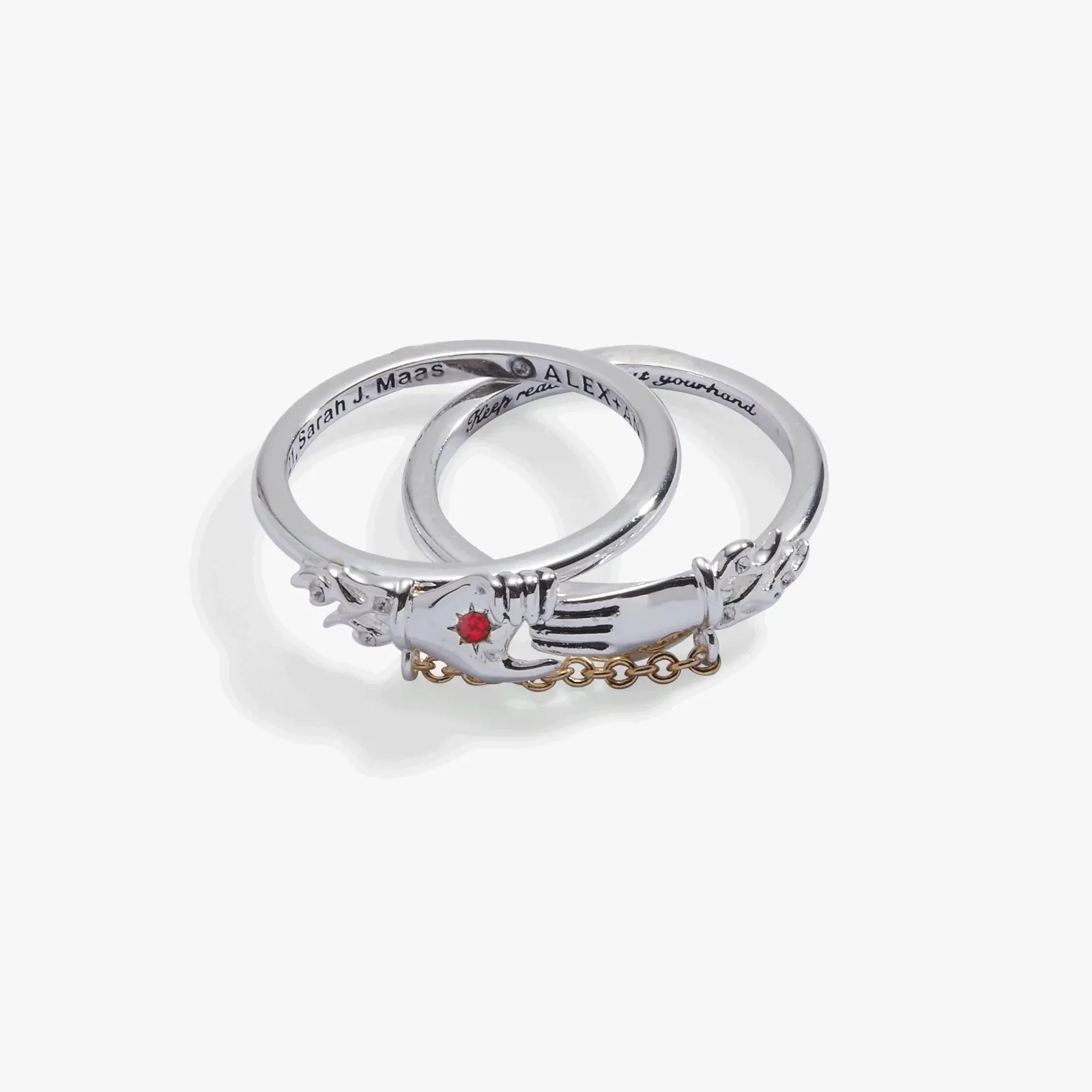 Image of A Court of Thorns and Roses™ 'Keep Reaching Out Your Hand' Nesta™ & Cassian Ring Set of 2