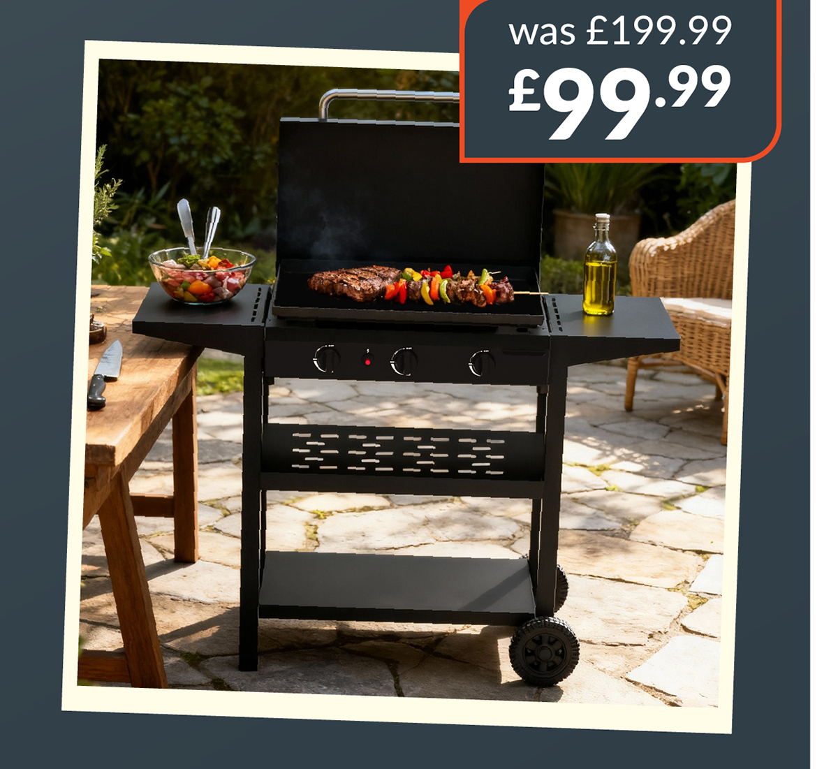 columbus 3 burner Plancha BBQ. Save £100 - was £199.99 now £99.99