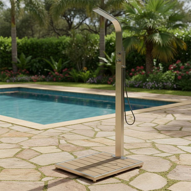 Bild Ideal Helena Gartendusche Warmwasser Edelstahl/WPC