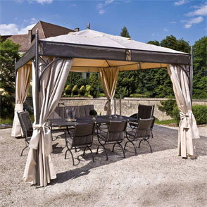 Bild MBM Romeo Elegance Gartenpavillon 350x350x330cm Schmiedeeisen Marone/Natur