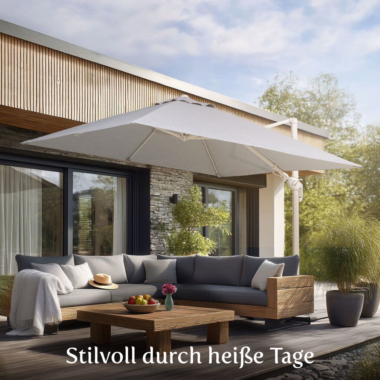 Bild Stilvoll durch heiße Tage - Schneider Rhodos Twist Comfy Ampelschirm 300x300cm
