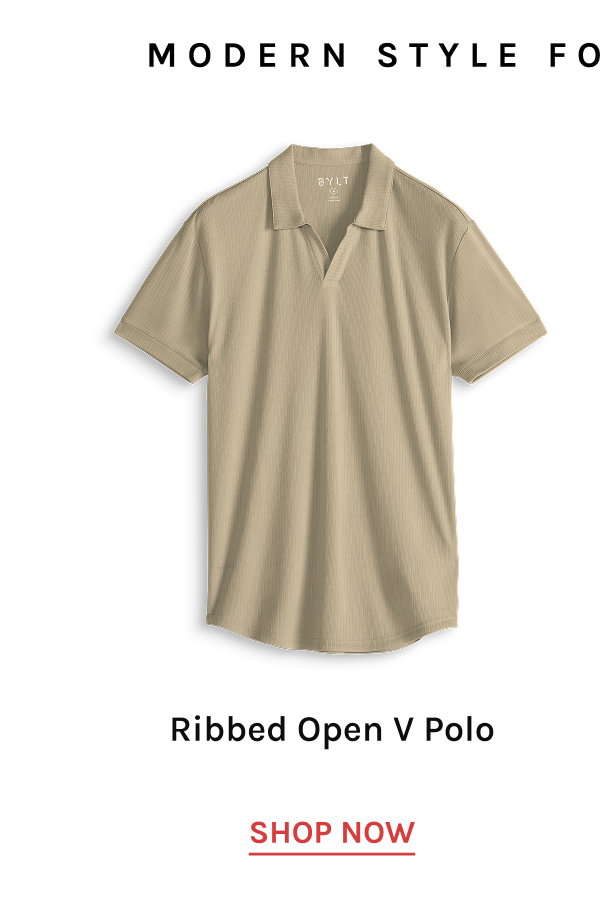 Ribbed Open V Polo | Shop Now