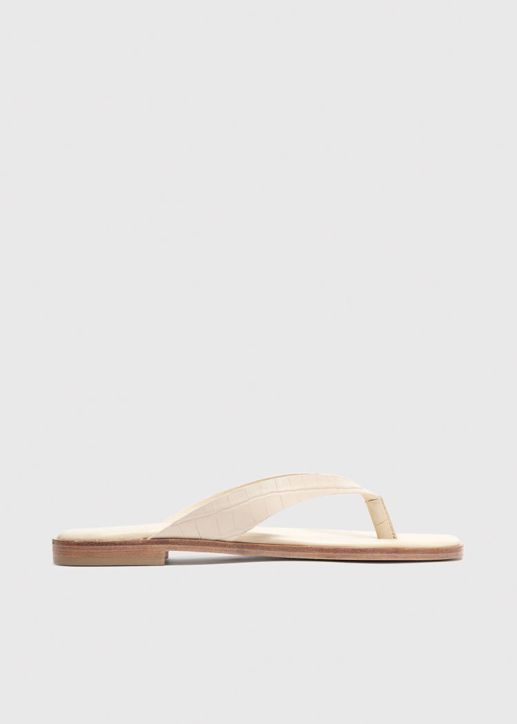 White Croc Embossed Flip Flop